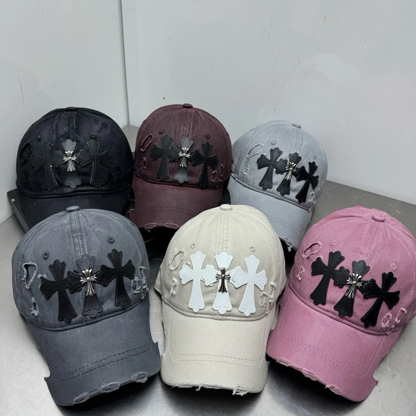Crow heart distressed spring and summer baseball cap